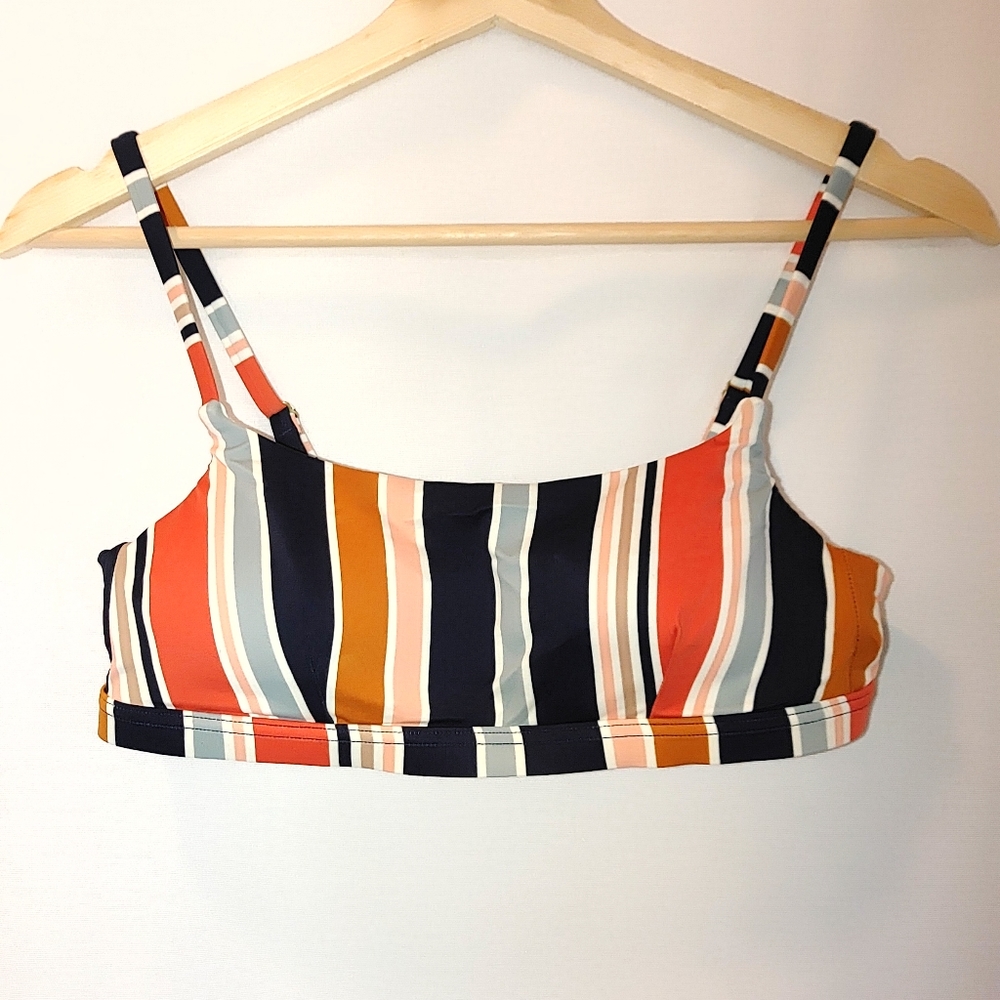 Madewell Second Wave Sport Bikini Top Towel Stripe Medium M L0211